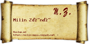Milin Zénó névjegykártya
